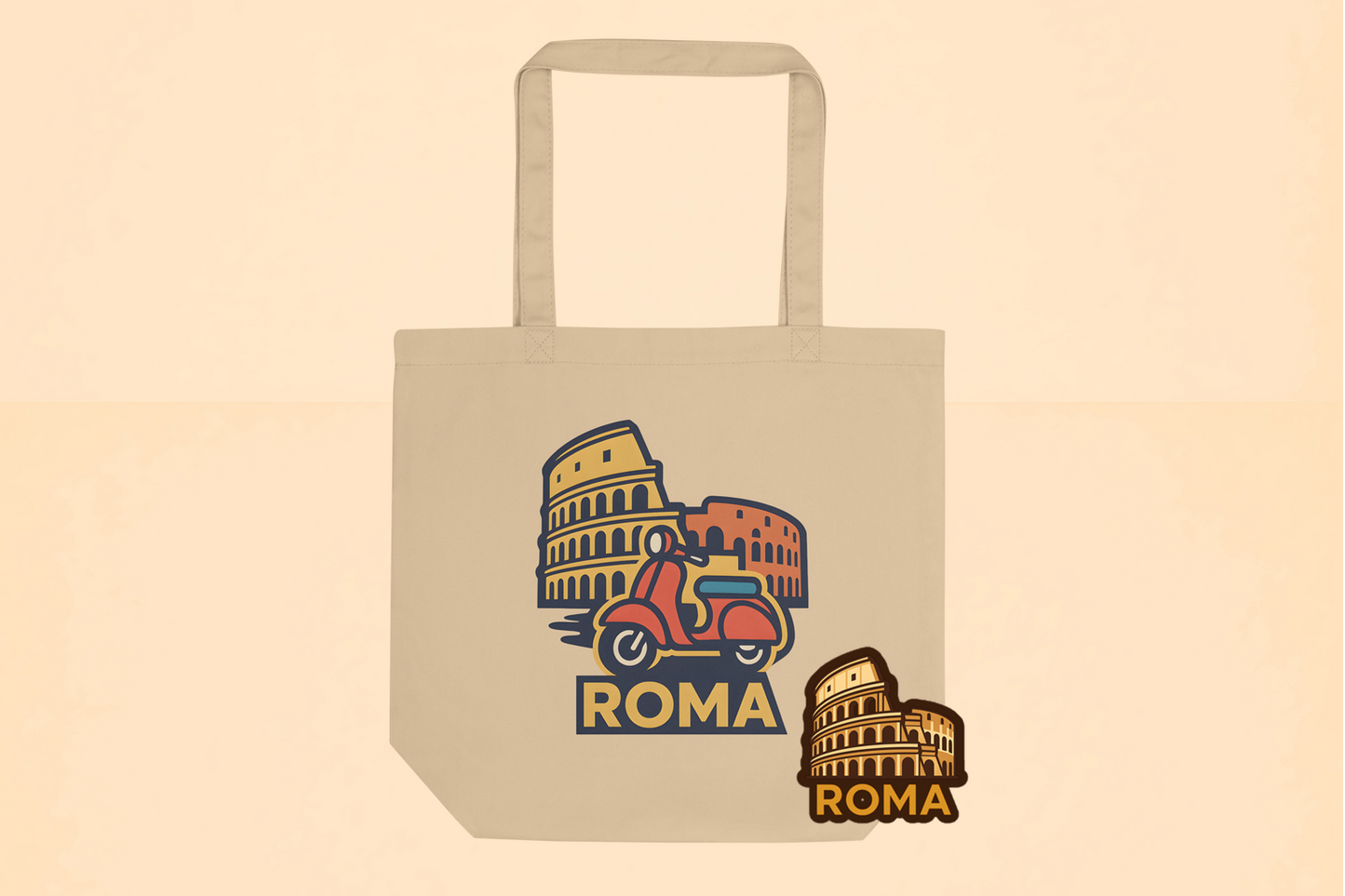 Emotypack Roma: Tote algodón + Pegatina troquelada