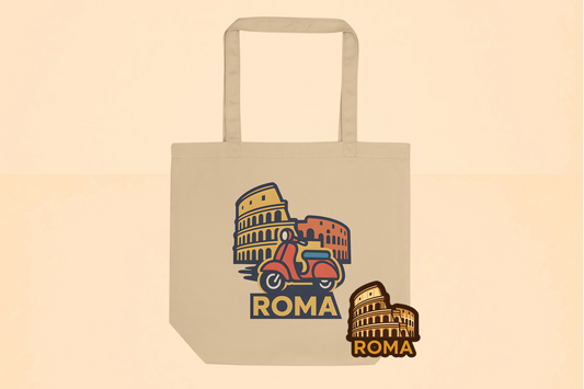 Emotypack Roma: Tote algodón + Pegatina troquelada
